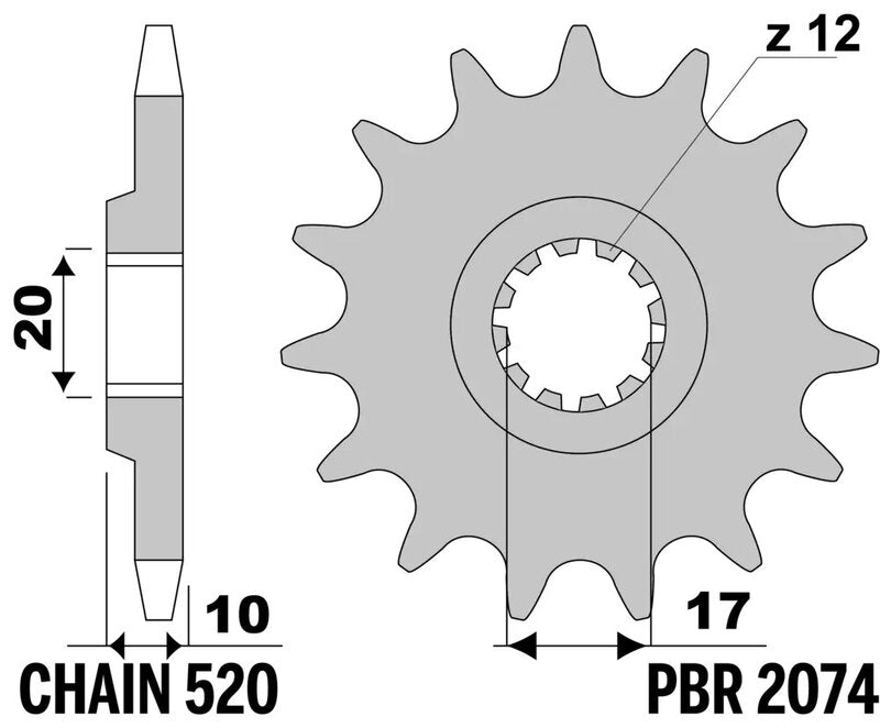PBR FR SPROC 520 STEEL ST 2074, 13
