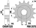 PBR FR SPROC 520 STEEL ST 2075, 15