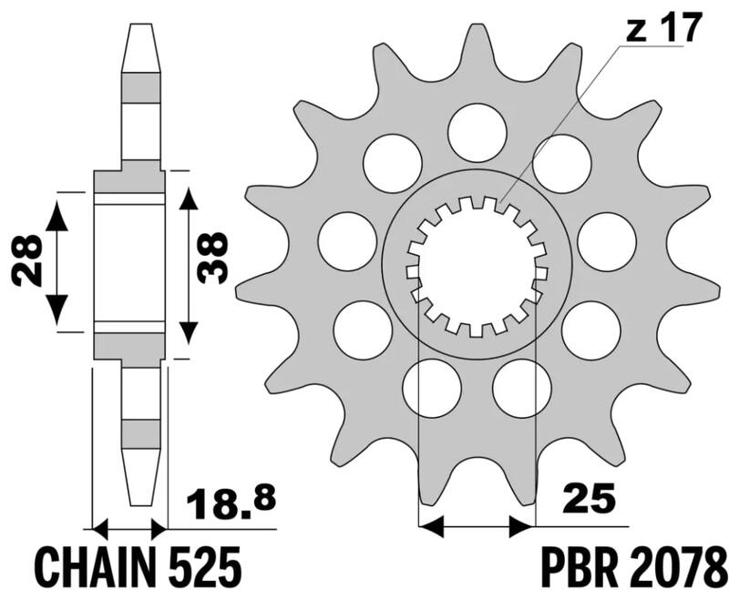 PBR FR SPROC 525 STEEL ST 2078, 15