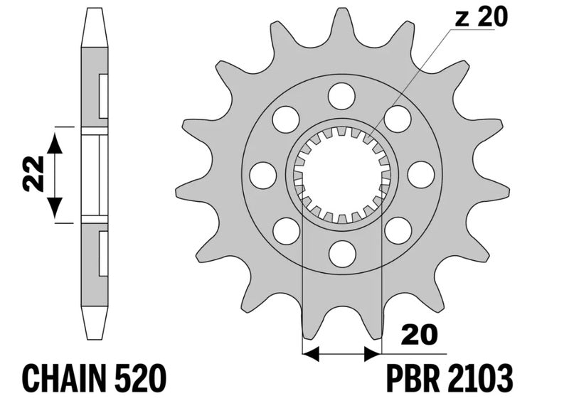 PBR FR SPROC 520 STEEL ST 2103, 13