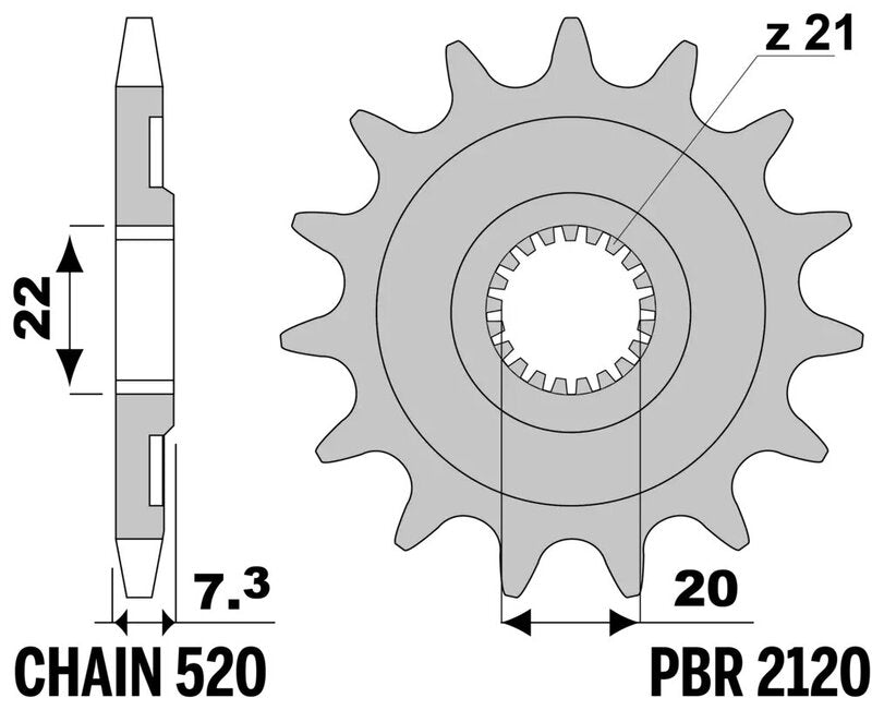 PBR FR SPROC 520 STEEL ST 2120, 14
