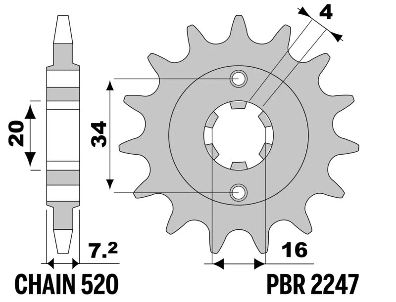 PBR FR SPROC 520 STEEL ST 2247, 13