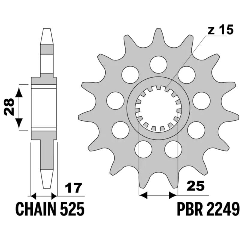 PBR FR SPROC 525 STEEL ST 2249, 15