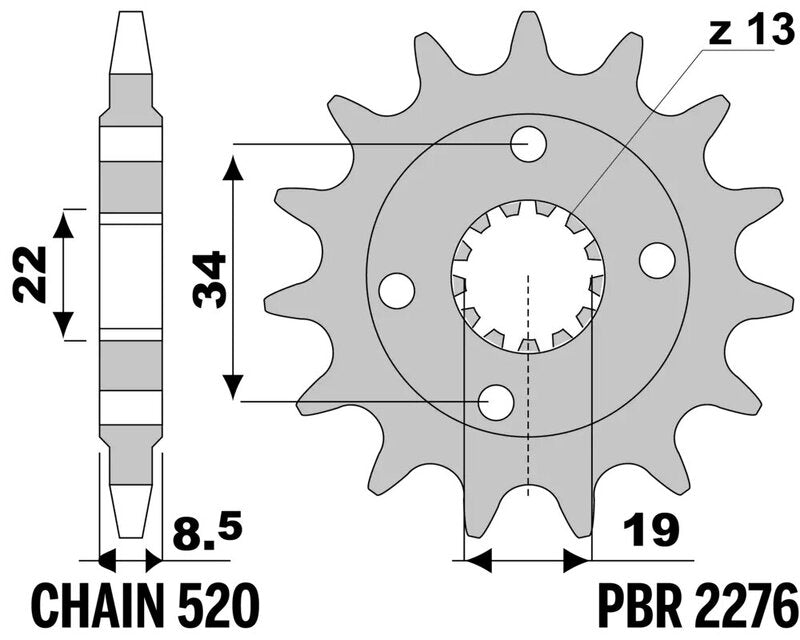 PBR FR SPROC 520 STEEL ST 2276, 14