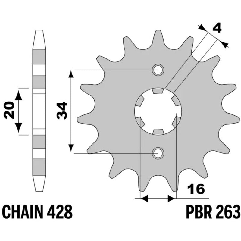 PBR FR SPROC 428 STEEL ST 263, 15