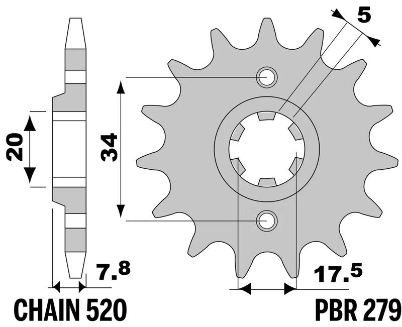 PBR FR SPROC 520 STEEL ST 279, 13