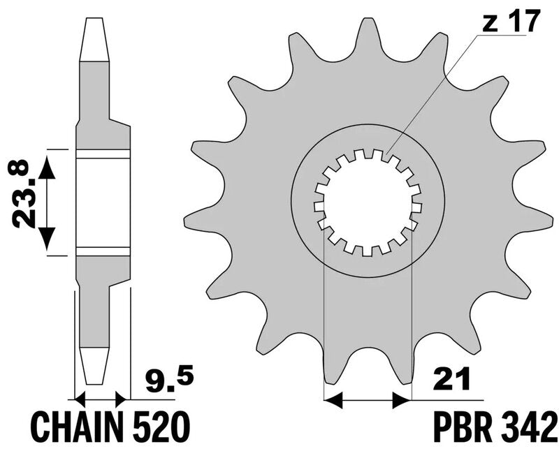 PBR FR SPROC 520 STEEL ST 342, 15
