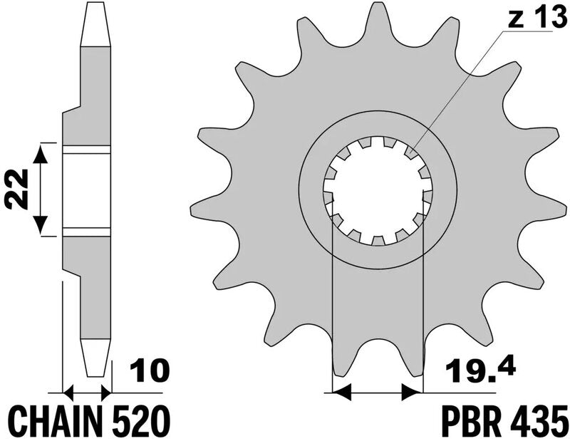 PBR FR SPROC 520 STEEL ST 435, 15