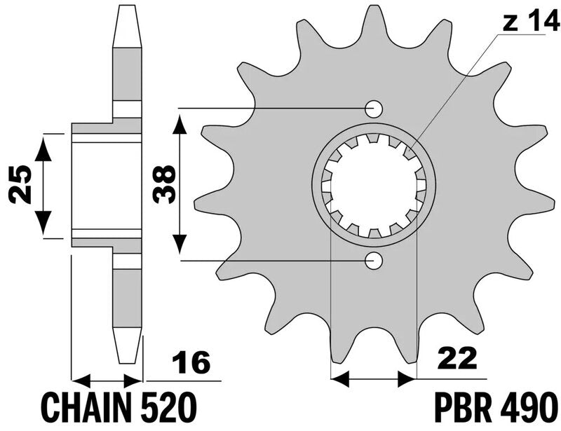 PBR FR SPROC 520 STEEL ST 490, 13