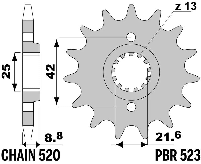 PBR FR SPROC 520 STEEL ST 523, 15