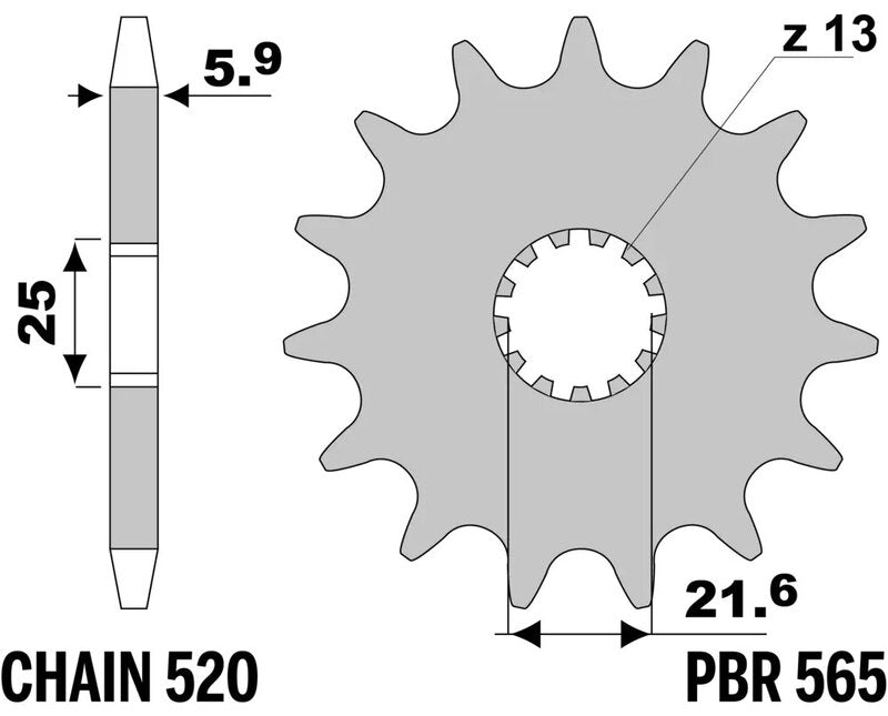 PBR FR SPROC 520 STEEL ST 565, 13