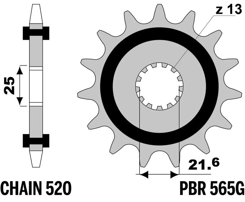 PBR FR SPROC 520 STEEL NFR 565, 15