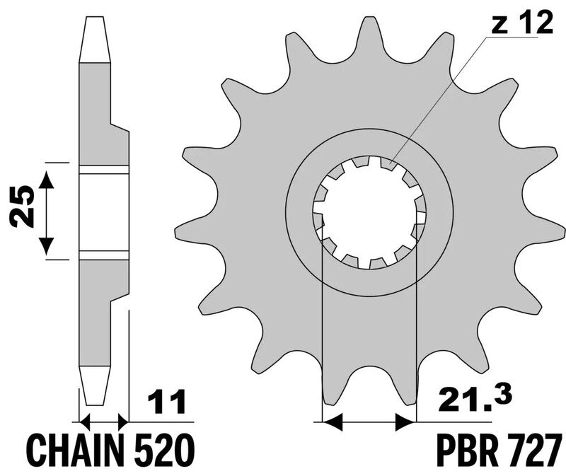 PBR FR SPROC 520 STEEL ST 727, 15