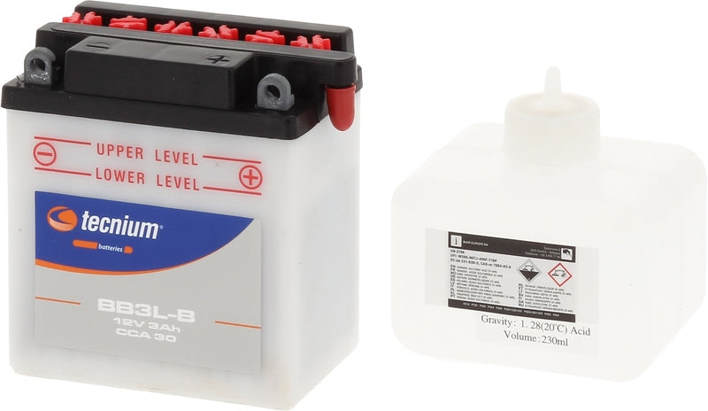 TECNI BATTERY BB3L-B CONV W/ ACID
