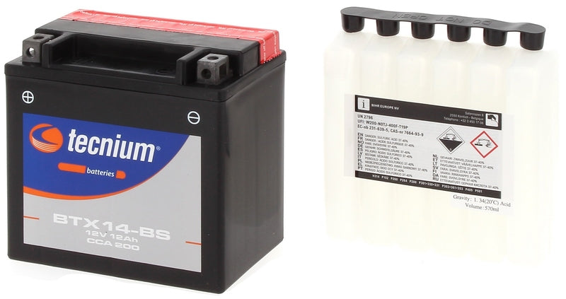 TECNI BATTERY BTX14-BS MF W/ ACID
