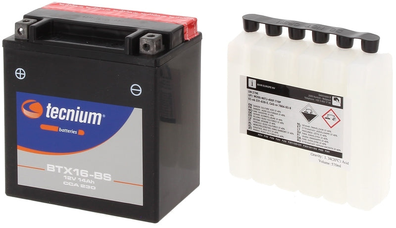 TECNI BATTERY BTX16-BS MF W/ ACID