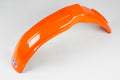 UFO PLASTIC FRONT FENDER, ORG/ORG