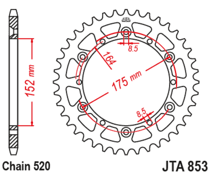 JTSPR RR SPROC 520 ALU 853, 43, BLK
