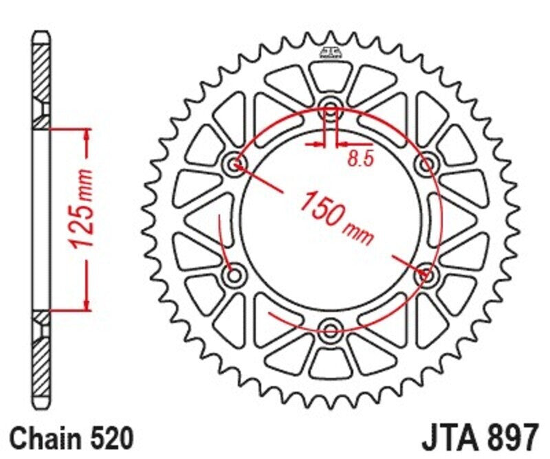 JTSPR RR SPROC 520 ALU 897, BLU, 52