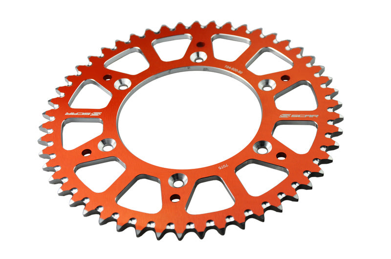 SCAR SPROCKET REAR ALUMINUM, ORG, 52