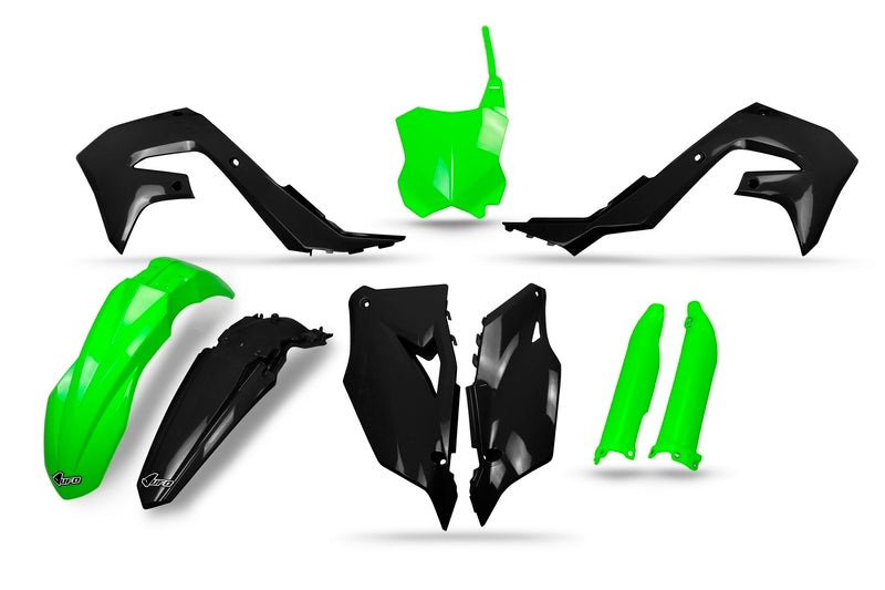 UFO PLASTICS KIT GREEN BLACK KAWASAKI