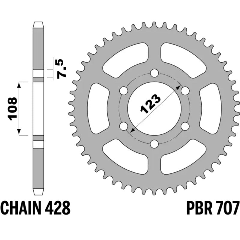 PBR RR SPROC 428 STEEL ST 707, 52