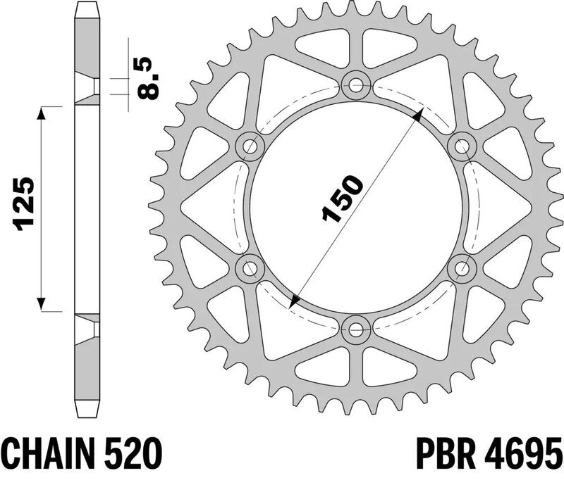 PBR RR SPROC 520 STEEL ST 4695, 52