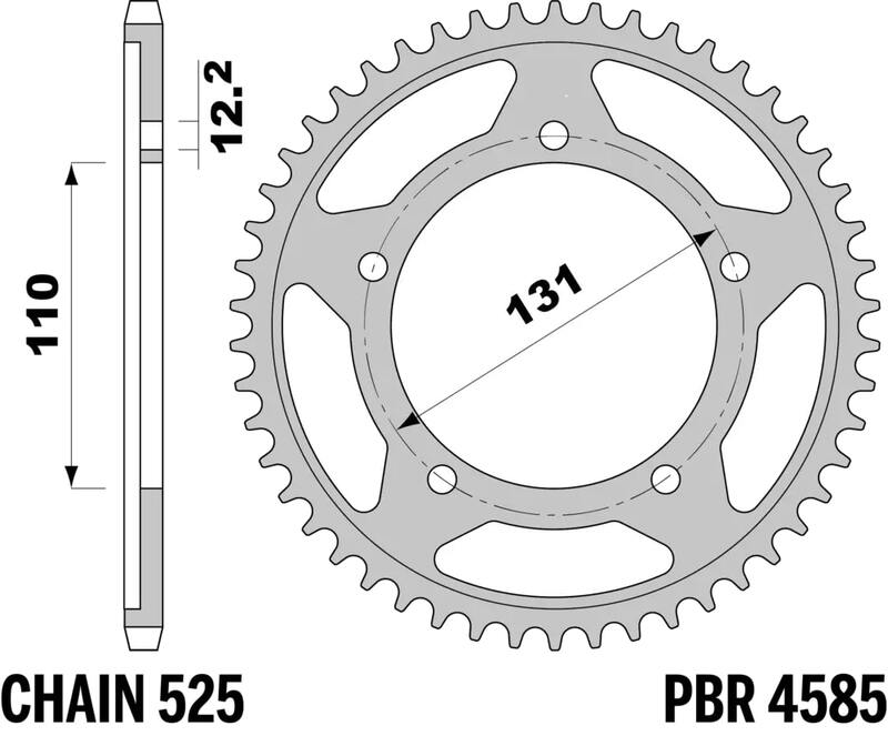 PBR RR SPROC 525 STEEL ST 4585, 45