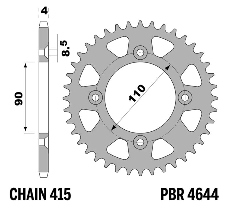 PBR RR SPROC 415 ALU UL 4644, 44