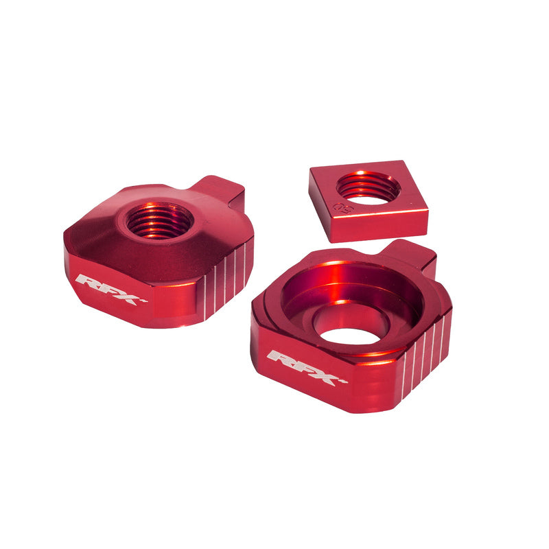 RFX PRO REAR AXLE ADJUSTER BLOCKS, RED