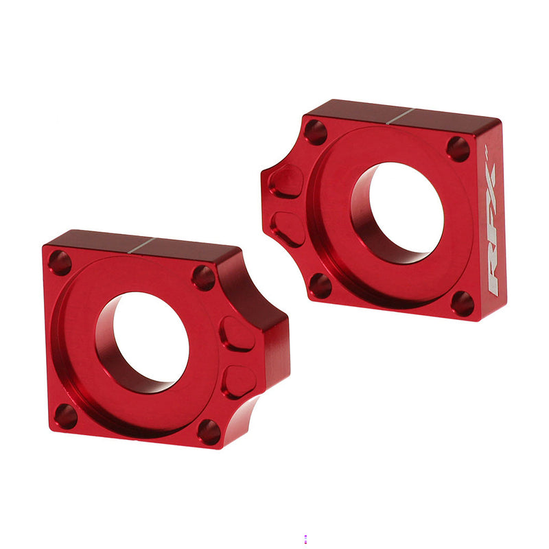 RFX PRO REAR AXLE ADJUSTER BLOCKS, RED