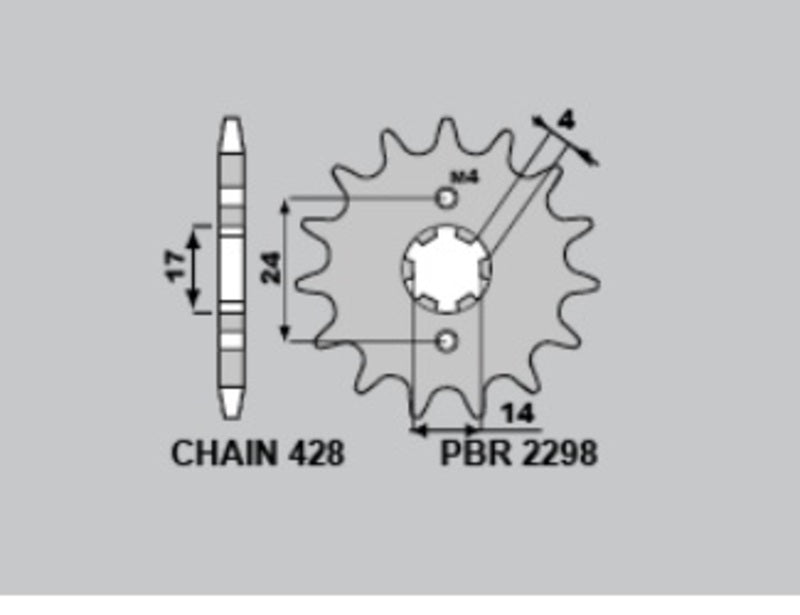 PBR FR SPROC 428 STEEL ST 2298, 12
