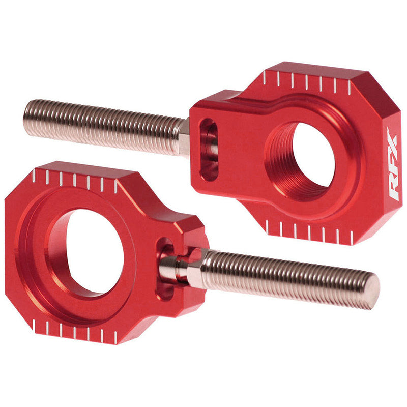 RFX PRO REAR AXLE ADJUSTER BLOCKS, RED