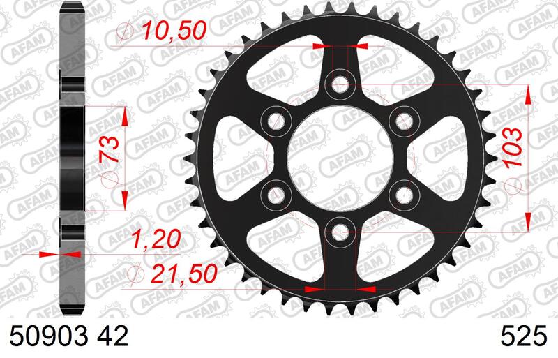 AFAM RR SPROC 525 STEEL ST 50903, 42