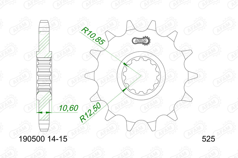 AFAM FR SPROC 525 STEEL ST 190500, 14