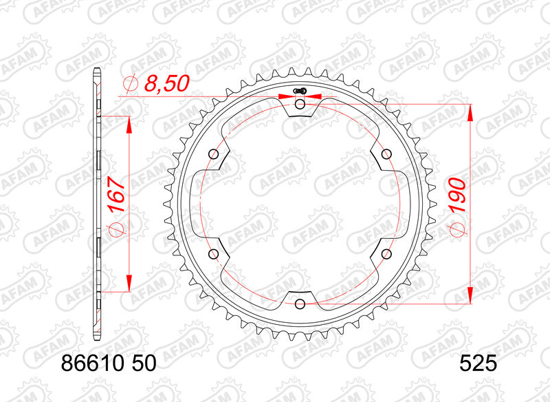 AFAM RR SPRO 525 STEEL ST 86610, 50, BLK