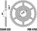 PBR RR SPROC 520 STEEL ST 4760, BLK, 46