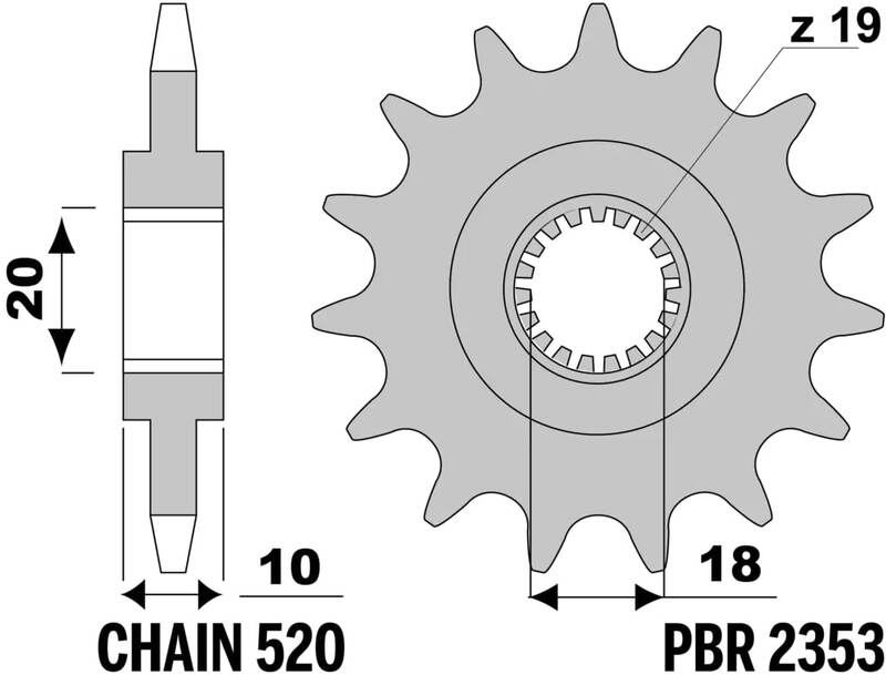 PBR FR SPROC 520 STEEL ST 2353, BLK, 13