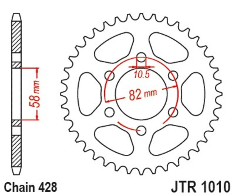 JTSPR RR SPROC 428 STEEL ST 1010, 41, ST