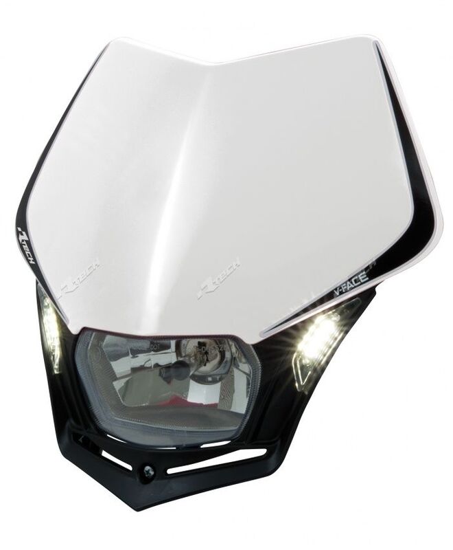 RTECH HEADLIGHT V-FACE LED, WHT/BLK