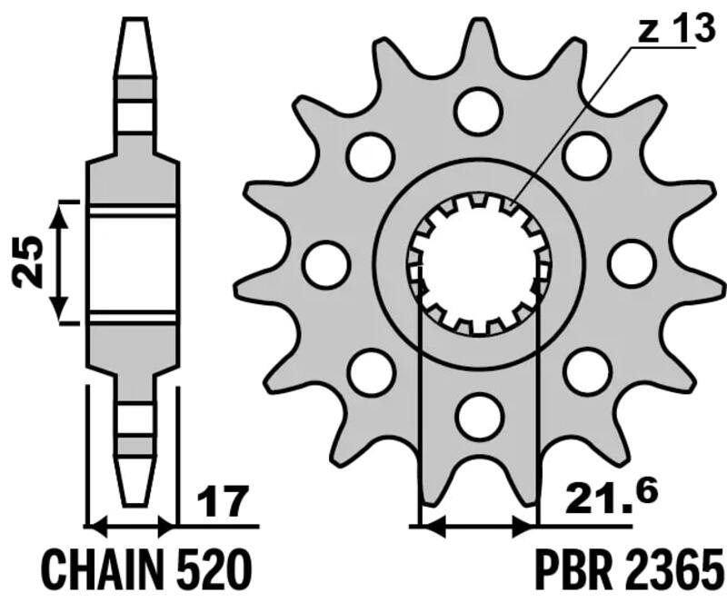 PBR FR SPROC 520 STEEL ST 2365, 15, STL