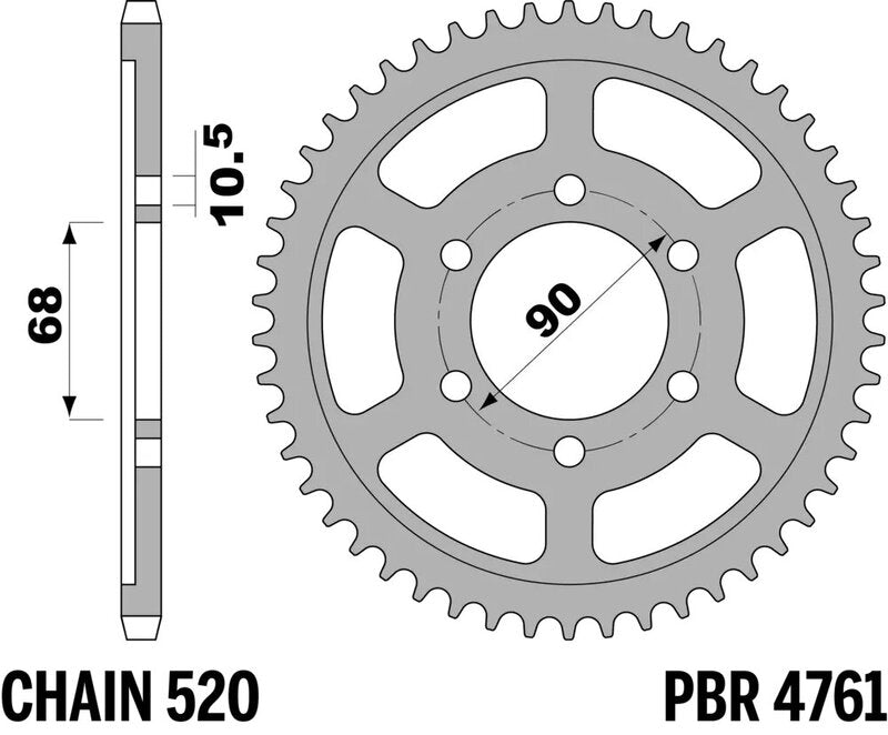 PBR RR SPROC 520 STEEL ST 4761, 36, BLK