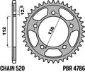PBR RR SPROC 525 STEEL ST 4786, 45, BLK
