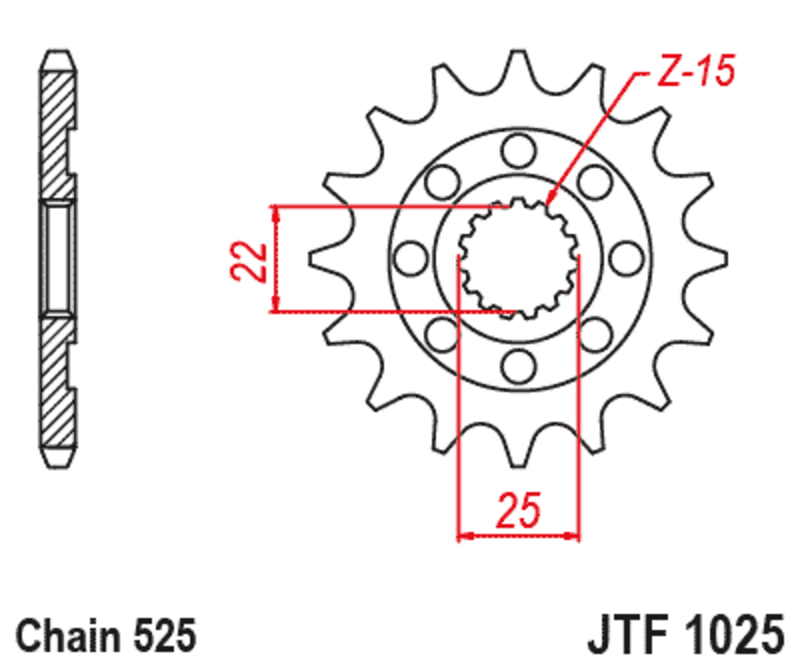 JTSPR FR SPROC 525 STEEL ST 1025, 15, BL