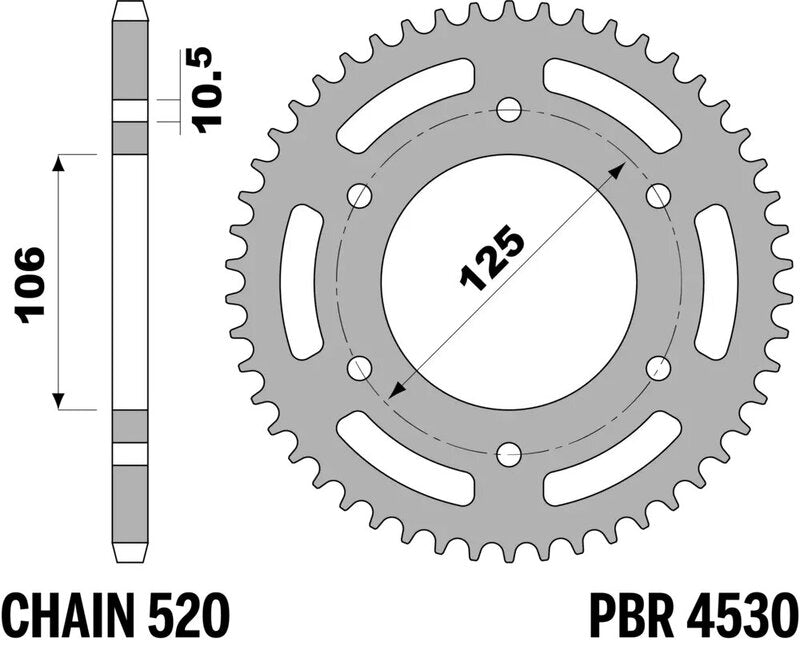 PBR RR SPROC 520 STEEL ST 4530, BLK, 48