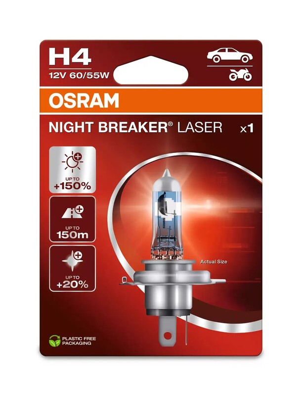 OSRAM BULB H4 +150 NIGHT BKR PCK 1