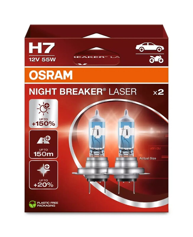 OSRAM BULB H7 +150 NIGHT BKR PCK 2