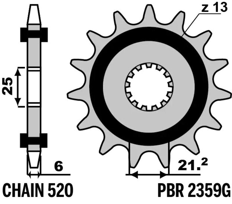PBR FR SPROC 520 STEEL ST 2359G, 15, BLK