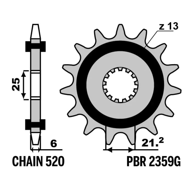 PBR FR SPROC 520 STEEL ST 2359G, BLK, 16