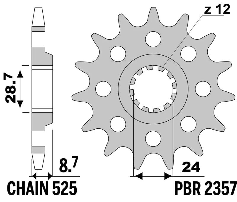 PBR FR SPROC 525 STEEL ST 2357, 18, BLK